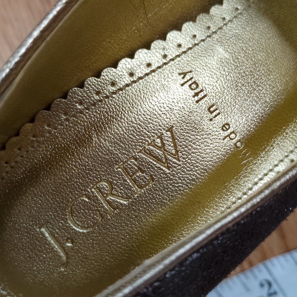 J. Crew Crackle Metallic Leather Mary Jane Pump Size 6.5 - Picture 3 of 13